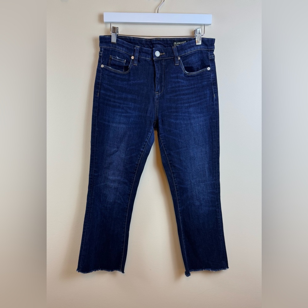 BlankNYC Mid Rise Raw Hem Kick Flare Organic Cotton Jeans